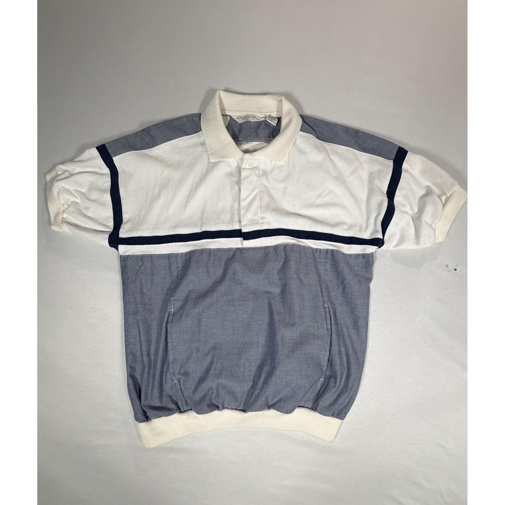 Vintage Christian Dior Monsieur Polo Shirt Mens Medium Blue Colorblock